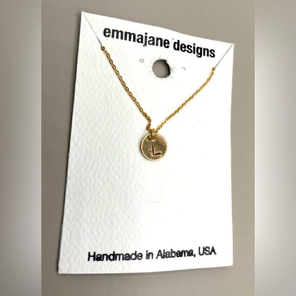 “L” NEW Monogram Initial Letter Gold Tone Necklace & Charm NWT - Picture 1 of 8